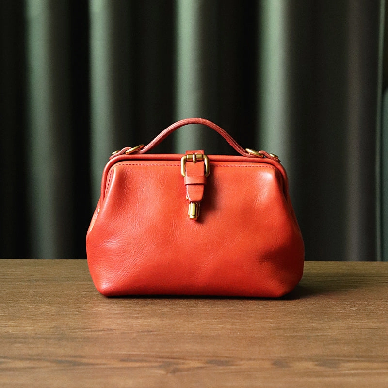 Womens Red Leather Doctor Handbag Purses Classic Handmade Red Doctor Crossbody Purse for Women Chic Design Quality Material