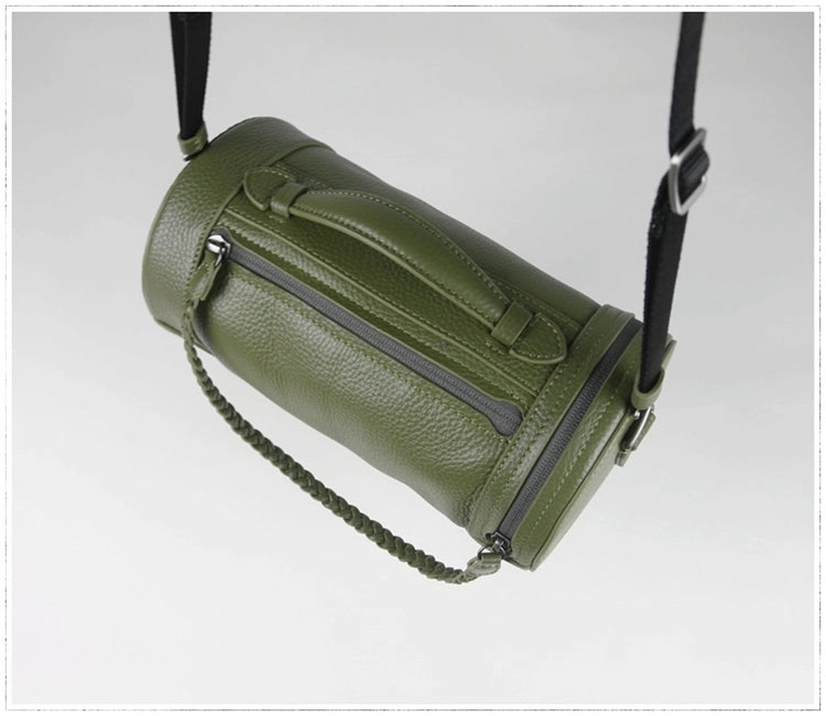 Casual Elegance City Commuter Bag Cute Womens Light Gray Leather Bucket Shoulder Purse Barrel Crossbody Bag Purse for Ladies