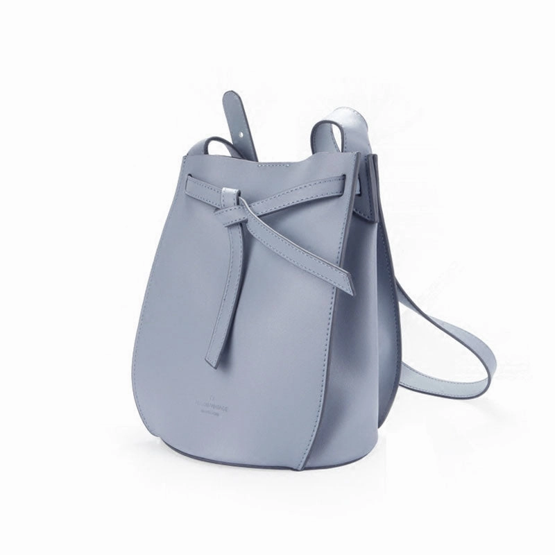 Stylish Leather Blue Womens Bucket Purse Crossbody Bag Barrel Shoulder Bag for Women City Walker