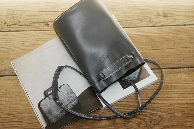 Compact Shopper Stylish LEATHER WOMEN Bucket SHOULDER BAG Barrel Crossbody Purses FOR WOMEN