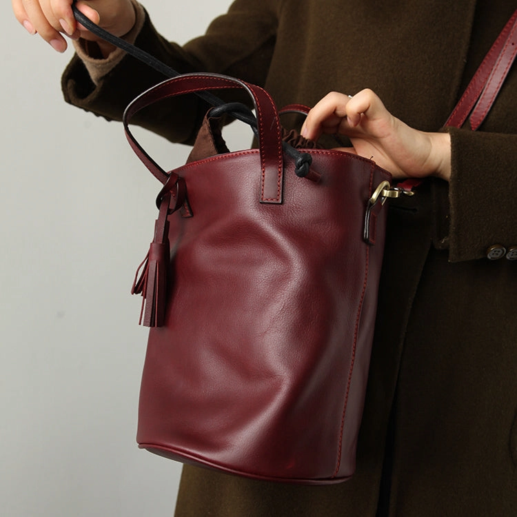 On The Go Interior Lining Stylish LEATHER WOMEN Large Bucket Handbag Barrel SHOULDER BAG Crossbody Purse FOR WOMEN