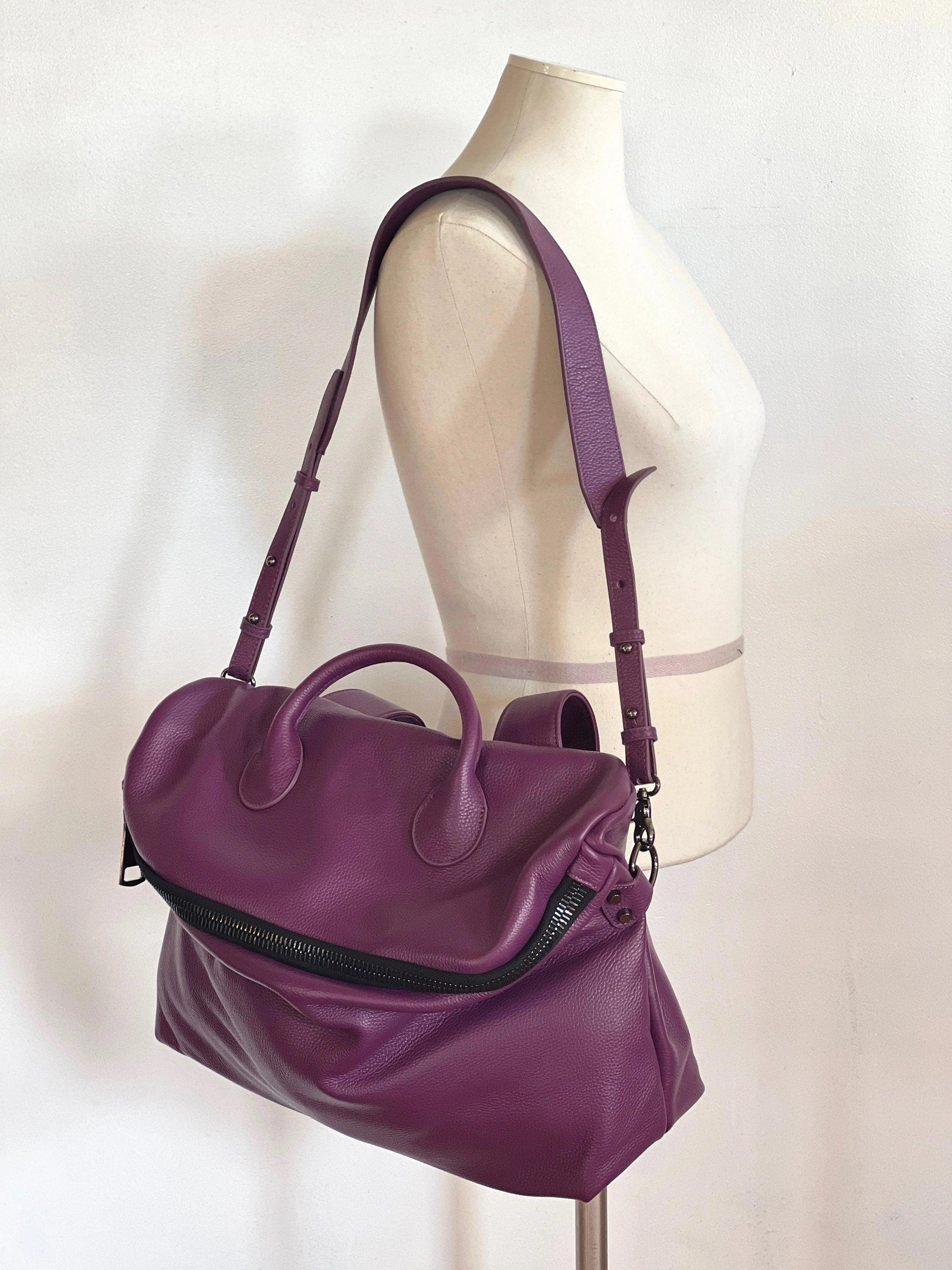 Street Parade Premium Quality Large Italy Leather Zipper Tote Bag Brown, Grain Leather Shoulder Bag, Lady Fashion Bag Black,Travel Crossbody Bag, Weekend Bag Gift for Her