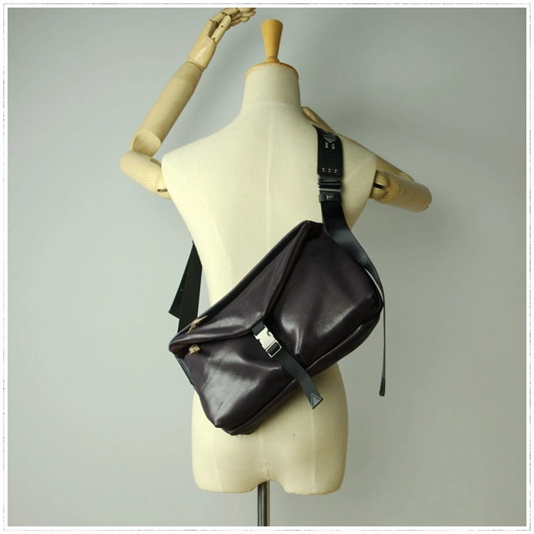 Stylish Men Dark Blue Leather Shoulder Purse Side Bag Leather Messenger Bag for Men Sustainable Choice