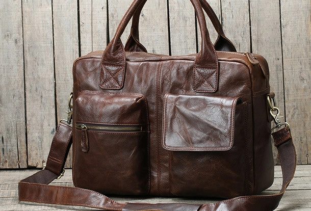 All Season Handmade leather men Briefcase messenger large vintage shoulder laptop bag vintage bag
