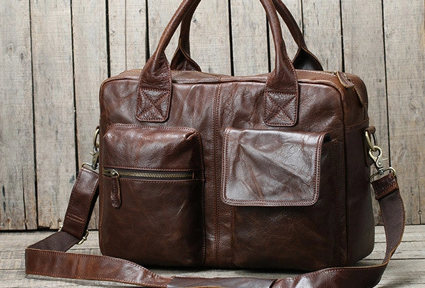 Durable Construction Practical Everyday Handmade leather men Briefcase messenger large vintage shoulder laptop bag vintage bag