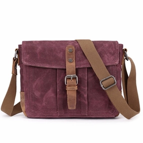 Cool Waxed Canvas Leather Mens Casual Green Gray Motorcycle Side Bag Messenger Bag Backpack For Men Compact Carry