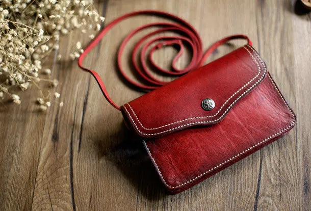 Compact Everyday Modern Organizer Vintage Leather Small phone Purse shoulder bag leather crossbody bags for women