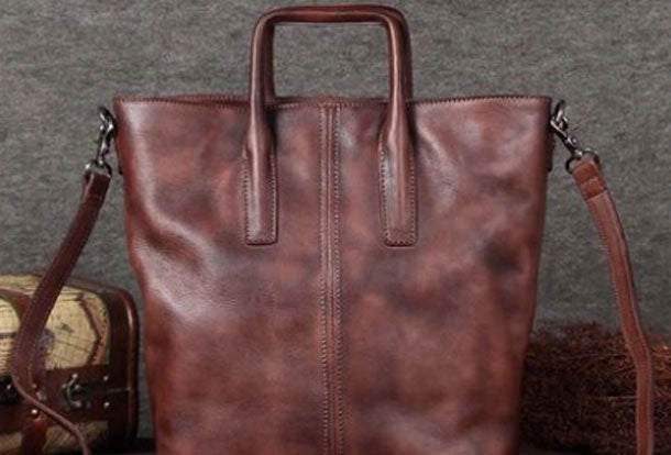 Grain Leather Genuine Leather Handbag Vintage Tote Crossbody Bag Shoulder Bag Purse For Women