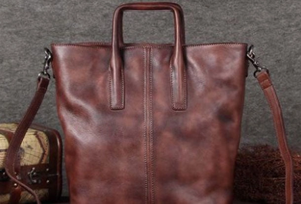 Genuine Leather Handbag Vintage Tote Crossbody Bag Shoulder Bag Purse For Women Functional Tote