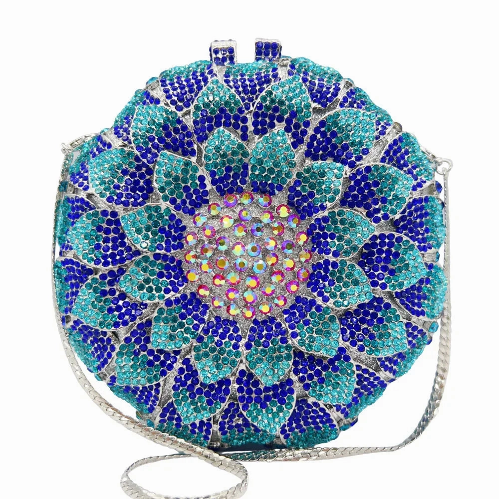 Outdoor Fashion Sunflower Rhinestone Evening Bag, Bridal Wedding Clutch, Handcrafted Floral Party Bag, Crystal Clutch Purse for Formal Events