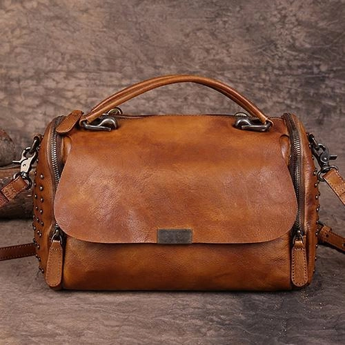 Travel Function Modern Organizer Vintage Womens Leather Handbags Red Side Bag Brown SHoulder Bag Purse for Ladies