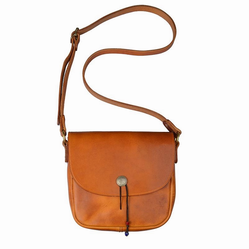 Tan Casual Handmade Mens 8 inches Small Side Bag Messenger Bag Coffee Courier Bag For Men Minimalist Function Timeless Function