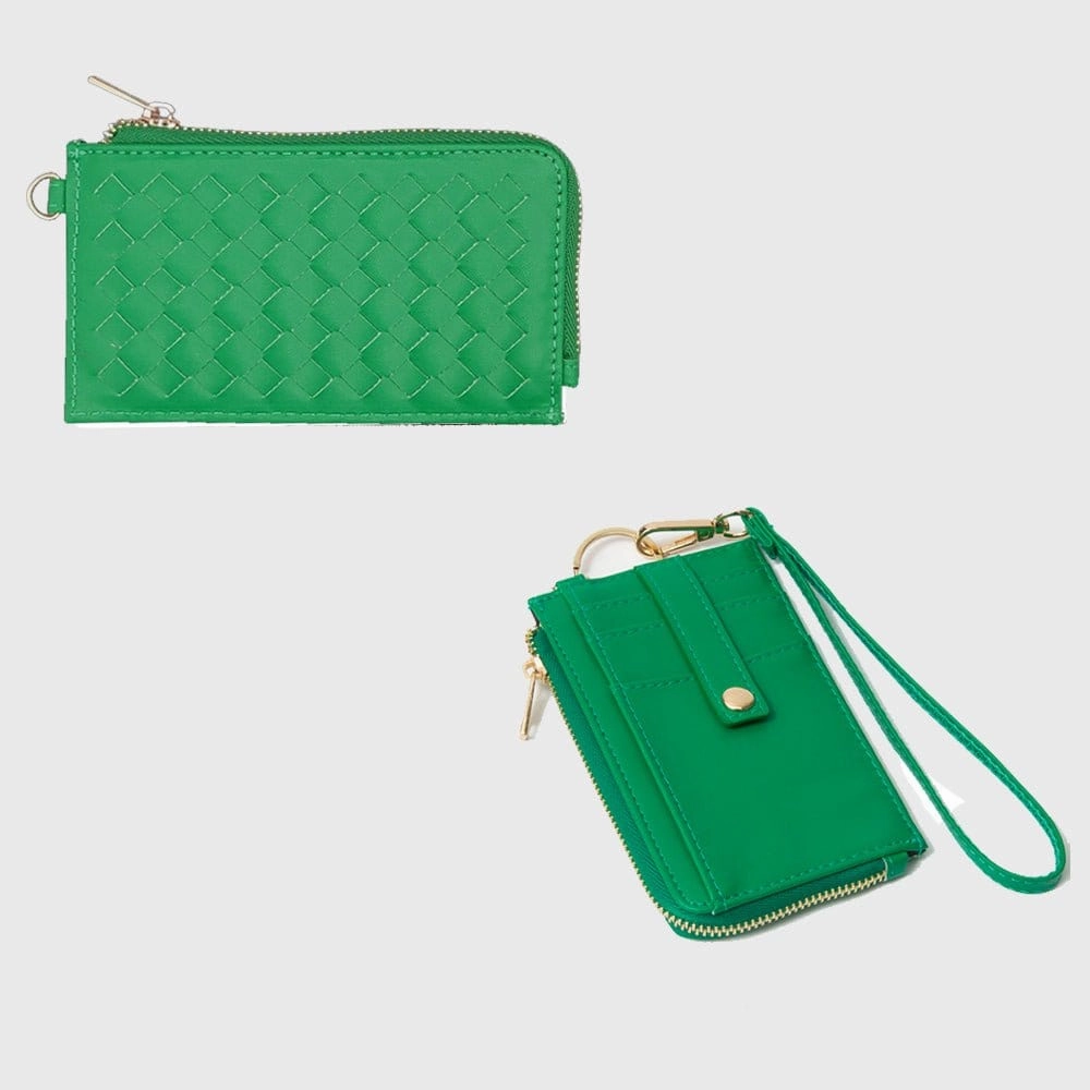 High-end coin holder Compact money holder TG10717 Woven Slim Cardholder Wallet With Wristlet