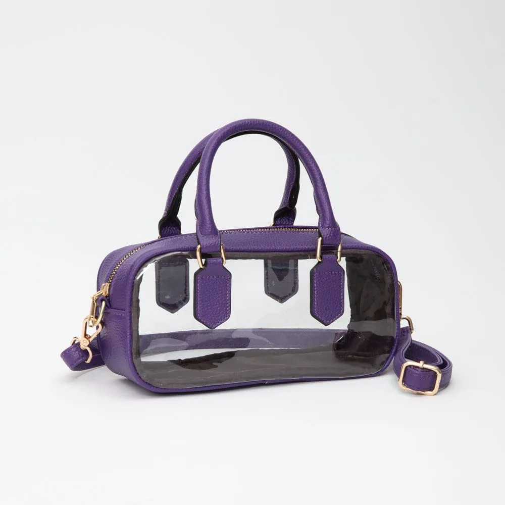 Smart compartments make organizing your items easy and efficient Street Style TG10774 Clear Plastic East-West Top Handle/Crossbody Bag