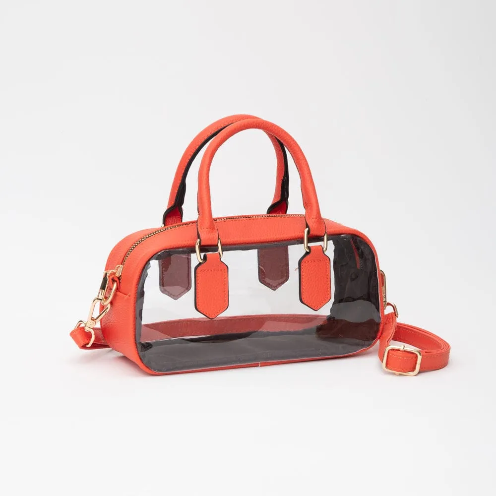 TG10774 Clear Plastic East-West Top Handle/Crossbody Bag Functional Comfortability Lightweight Material