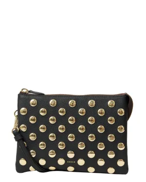 Minimalist Travel Piece Tilly's Big Sis Crossbody Black   Gold Stud