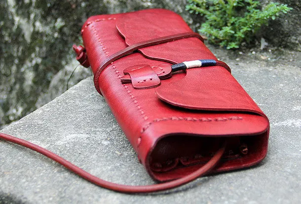 Handmade women vintage leather small clutch crossbody Shoulder Bag for girl Smart Organizer Neutral design