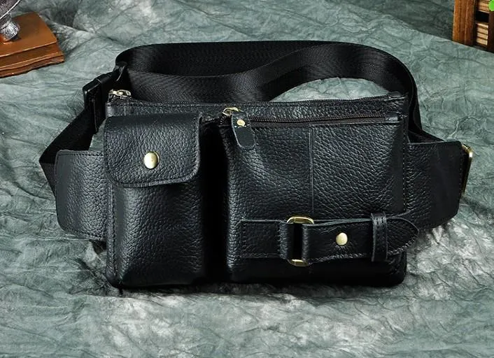 Vintage Leather Mens Fanny Pack Waist Pack Hip Pack Belt Bag for Men Elegant Finish