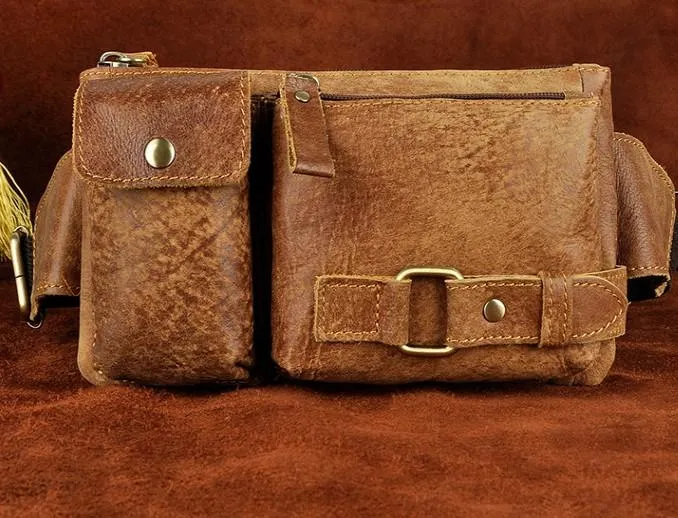 Vintage Leather Mens Fanny Pack Waist Pack Hip Pack Belt Bag for Men Sleek financial accessory