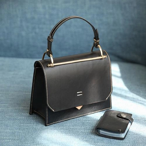Fashion Womens Green Leather Flap Over Handbag Purse Handmade Square Crossbody Bag Shoulder Bag Purse Crossbody Style