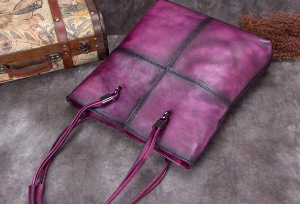 Genuine Leather Handbag Vintage Tote Bag Shoulder Bag Purse For Women Compact Organizer Trendy Accessory