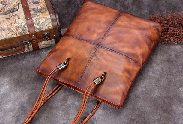 Contemporary Edge Stylish Office Genuine Leather Handbag Vintage Tote Bag Shoulder Bag Purse For Women