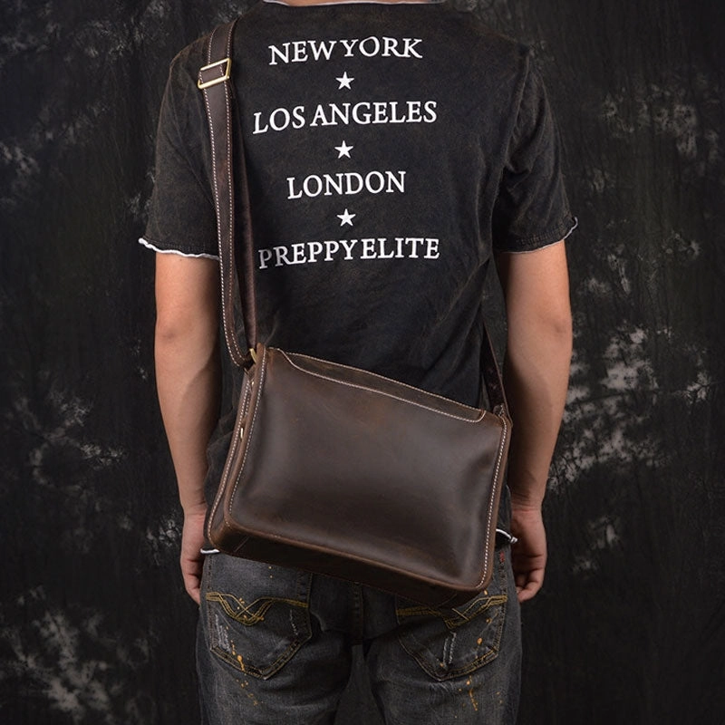 Vintage Leather Mens Messenger Bag Shoulder Bag For Men Trendy Gear