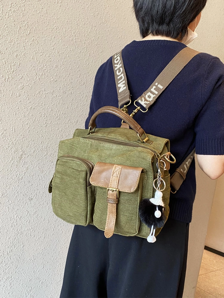 Travel Ready Urban Craft Canvas Convertible Crossbody Bag Handbag Womens Green Canvas Convertible Backpack Messenger Bag