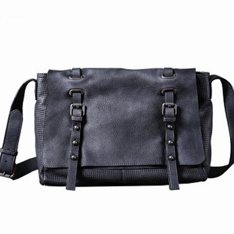 Weekend Style Simple Gear Handmade Leather Mens Cool Shoulder Bags Messenger Bag Cycling Bag for men