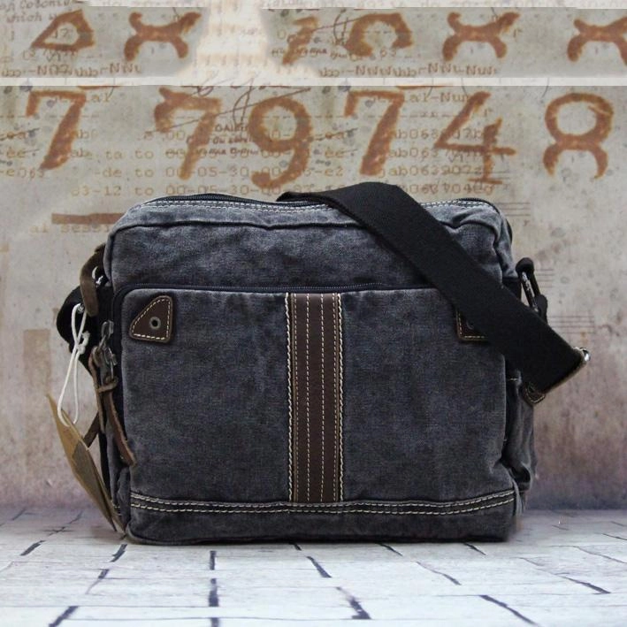 Stylish Companion Classic Travel Vintage Canvas Black Mens Small Postman Bag Green Canvas Messenger Bags Small Courier Bag For Men