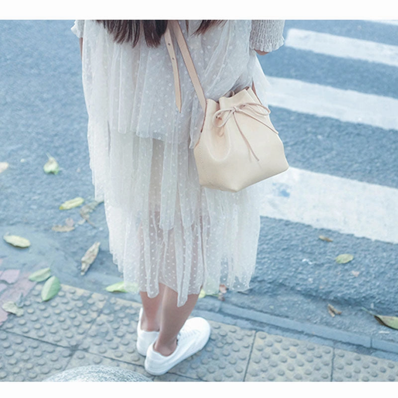 Casual Daily Spacious Interior Handmade Leather Small Big Womens Bucket Purse Shoulder Barrel Bag for Women