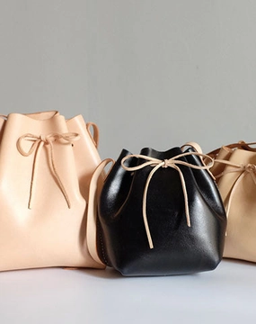 Handmade Leather Small Big Womens Bucket Purse Shoulder Barrel Bag for Women Simple Leather Design