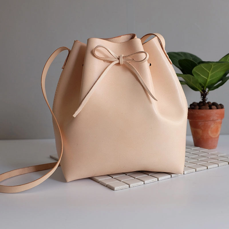 Functional Look Urban Travel Handmade Leather Small Big Womens Bucket Purse Shoulder Barrel Bag for Women