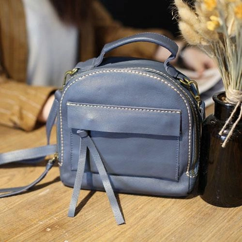 Vintage WOmens Grey Leather Satchel Handbag Leather Women's Satchel Shoulder Bag for Ladies Modern Accessory Outdoor Adventure