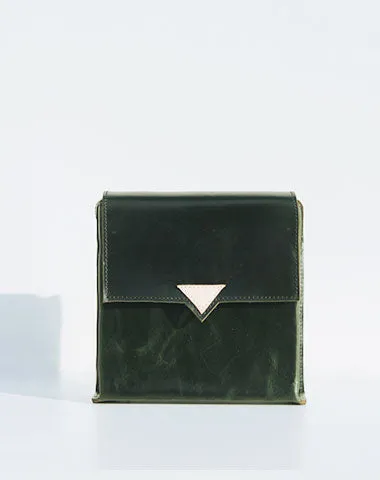 Handmade leather green square purse phone bag shoulder bag cossbody bag purse women Practical Fashion City Travel