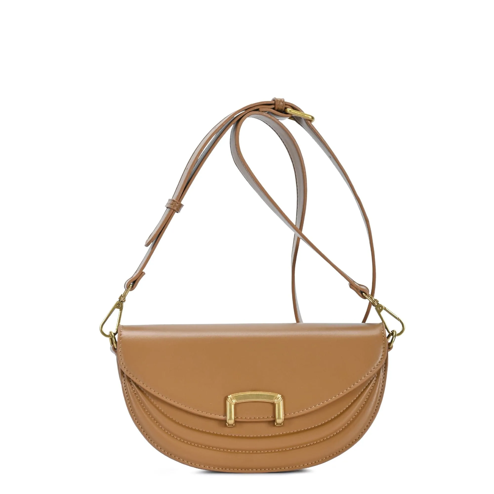 A practical choice for travel and everyday activities Smooth stitching ensures a polished and professional look BGW7770 Ami Buckle Closure Crescent Crossbody Bag