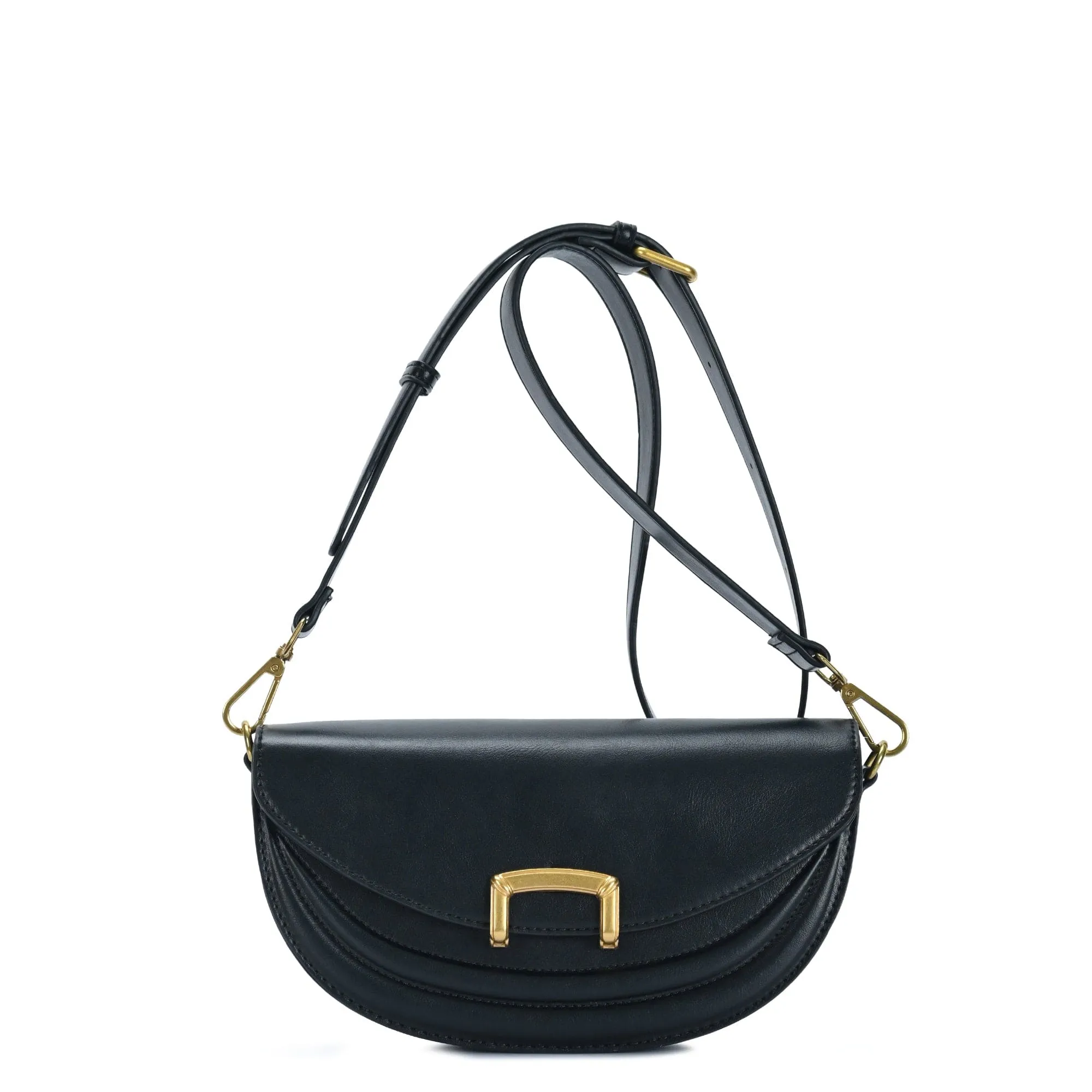 BGW7770 Ami Buckle Closure Crescent Crossbody Bag Classic Detail