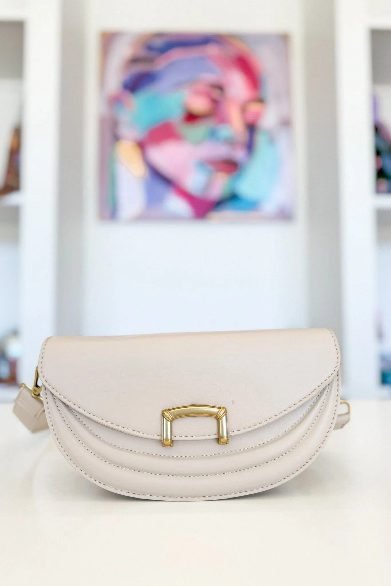 BGW7770 Ami Buckle Closure Crescent Crossbody Bag Travel Friendly Size