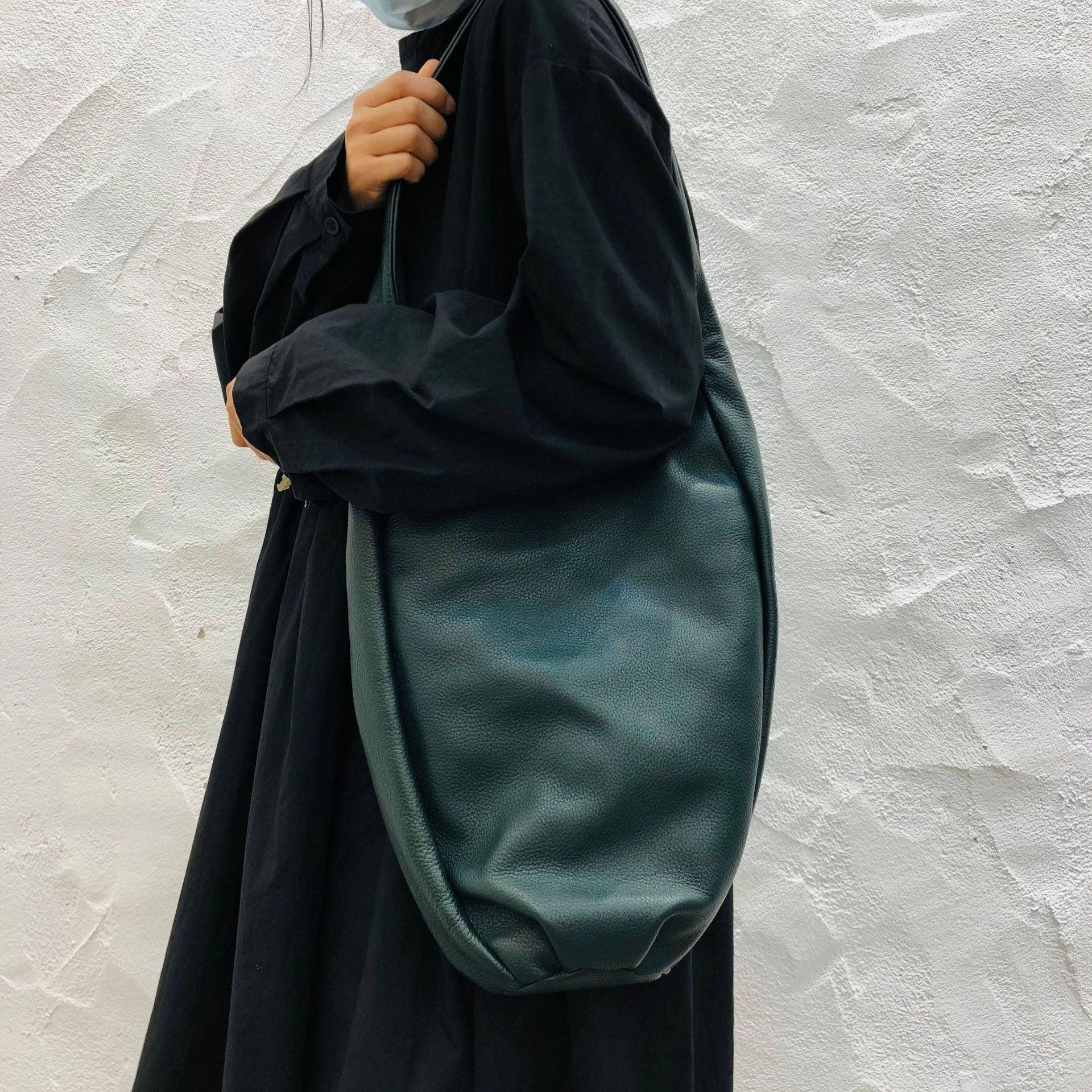 Foldable Shopper Large Slouchy Tote | Tan Handbag for Women Full Grain Leather Bag | Every Day Bag, Leather carry on, Handcrafted Bag, Gift for Her