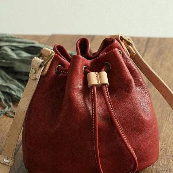 Leather Bucket bag Valentines Day gift Personalised Bag Shoulder Bag, Cross Body Bag, Tan Leather Bag, Crossbody Bag, Gift for her Contemporary Casual Look Elegant Minimal Look