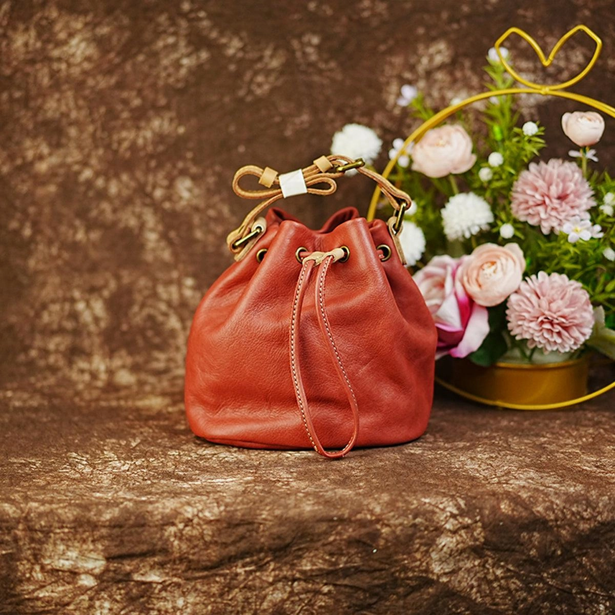 Leather Bucket bag Valentines Day gift Personalised Bag Shoulder Bag, Cross Body Bag, Tan Leather Bag, Crossbody Bag, Gift for her Contemporary Look Minimal Hardware