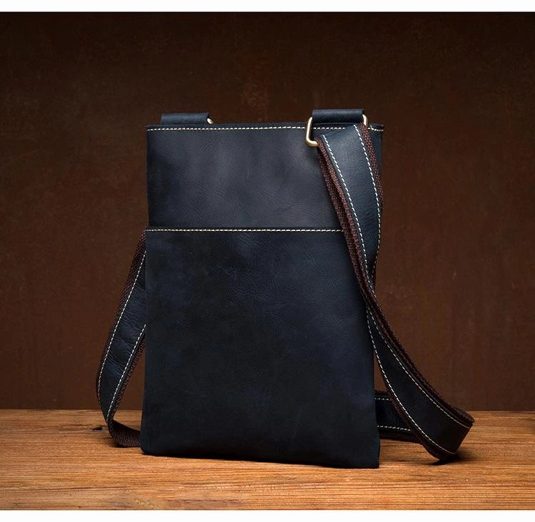 Cool Brown Leather 8 inches Mens Small Vertical Messenger Bags Brown Courier Bag for Men Travel convenience