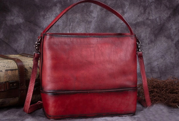 Genuine Leather Bucket Bag Vintage Handbag Bag Shoulder Bag Crossbody Bag Purse Clutch For Women Trendy Utility
