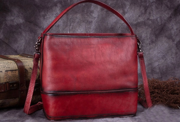 Genuine Leather Bucket Bag Vintage Handbag Bag Shoulder Bag Crossbody Bag Purse Clutch For Women Modern Outfit Premium Construction