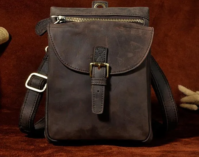 Cool Mens Leather Side Bag Belt Pouch Holster Belt Case Pack Waist Pouch for Men Durable elegance