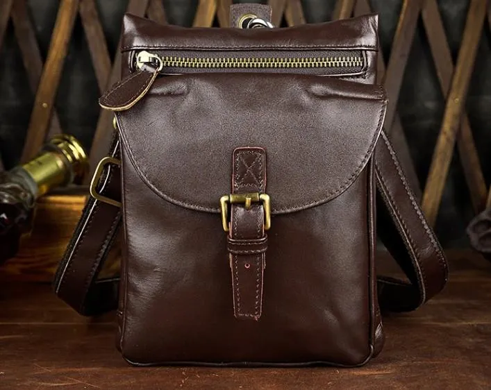 Travel Lifestyle Cool Mens Leather Side Bag Belt Pouch Holster Belt Case Pack Waist Pouch for Men