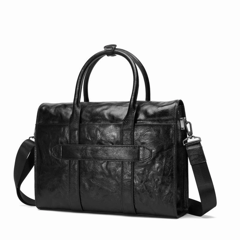 Premium Leather Mens' Suitcase Weekender | 15 Inches Leather Laptop Bag, Ladies' Briefcase, 15 Inches Laptop Bag, Men Work Tote, Business Shoulder Bag, Fashion Designer Laptop Bag Alexel Crafts Compact Size Bag