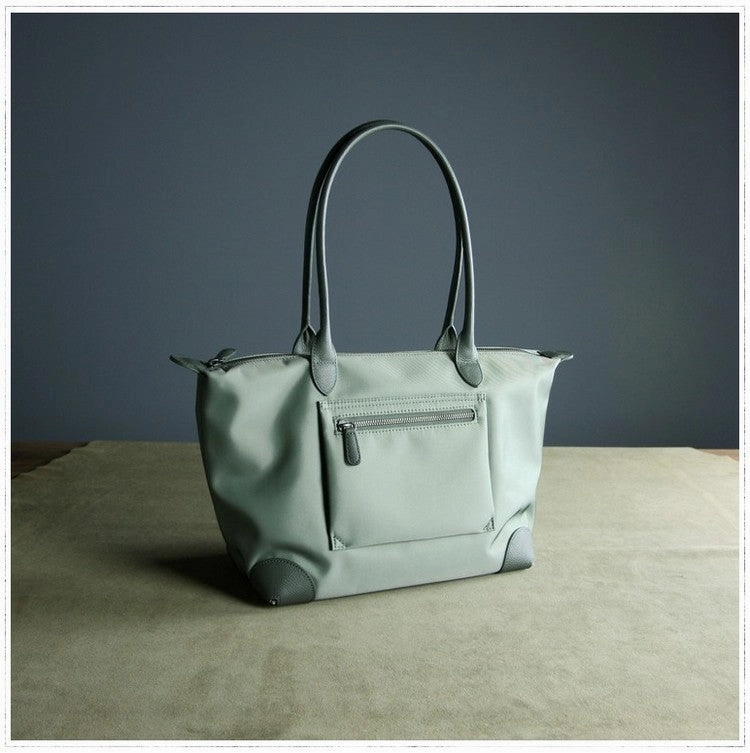 Daily Carry Timeless Handbag Womens Light Green Nylon Shoulder Tote Medium Green Nylon Handbag Purse for Ladies