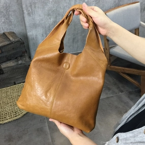 Versatile Everyday Outdoor Travel Handmade Genuine Leather Handbag Tote Bag Shopper Bag Shoulder Bag Purse For Women
