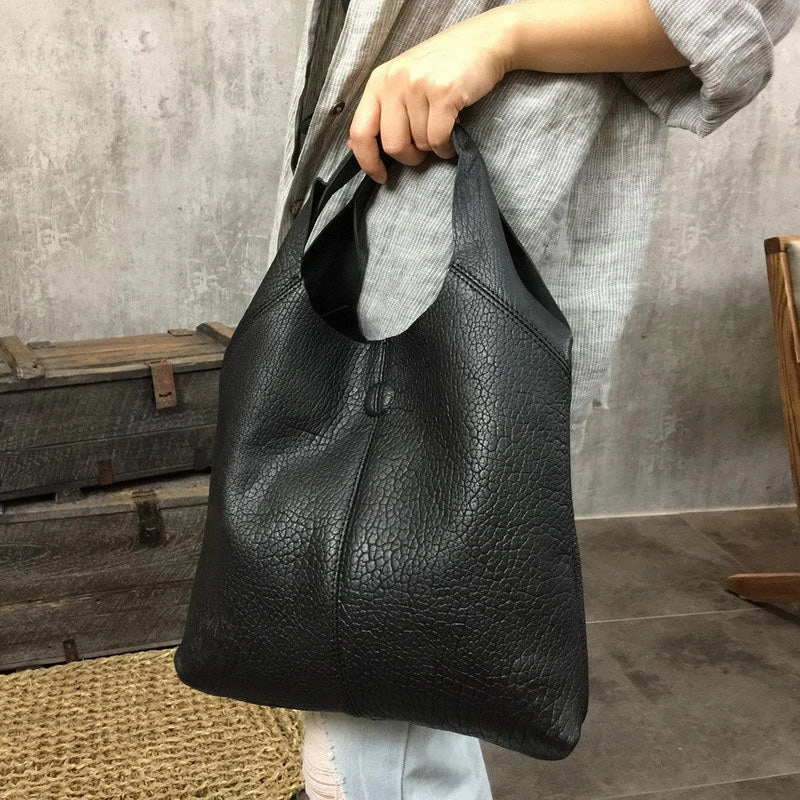 Compact Fit Handmade Genuine Leather Handbag Tote Bag Shopper Bag Shoulder Bag Purse For Women